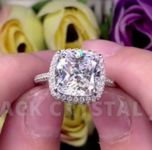 5 Karat Kissenlabor erstellter Diamant-Halo-Verlobungs-Ehering 14 Karat... - £86.48 GBP