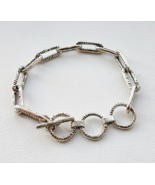 VINTAGE 925 STERLING SILVER BAR LINK TOGGLE  BRACELET 21.8 GRAM  8 inch - $3,230.64 MXN