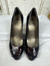 Stuart Weitzman Womens Shoes Size 9.5 Over it Cognac Tartaruga Peep Toe EUC - £73.21 GBP