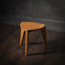 Cherry wood small three-legged stool - Flat seat - Handmade - Bedroom - 12&quot; heig - £139.06 GBP