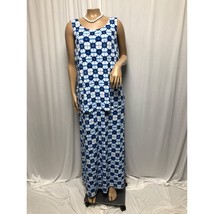 Rafaella Size Large Blue White Comfy Layered Stretchy Maxi Dress - $19.99