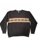 Vtg KNIGHTS BRIDGE Black Soft Cozy Long Sleeve Fair Isle Sweater Size La... - £19.47 GBP