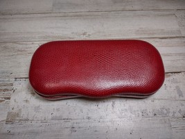 Vintage Faux Snakeskin Leather Red Hard Sunglasses Glasses Case Clamshell - £9.99 GBP