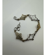 Vintage Lucky Brand Brass Silver Bracelet 7.5&quot; - 8.25&quot; BrB1 - $19.80