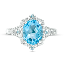 Enchanted Disney Swiss Blue Topaz and Diamond Accent Vintage-Style Promise Ring - £89.42 GBP