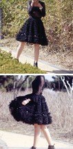 Black Knee Length Layered Tulle Skirt Plus Size A-line Princess Tutu Skirt image 5