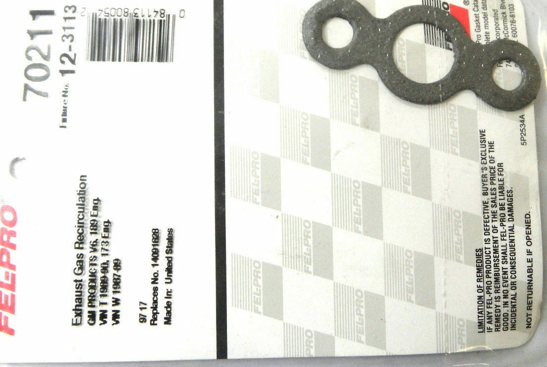 Felpro 70211 EGR Valve Gasket - $16.10