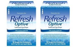 Refresh Optive Lubricant Eye Drops Tears, 30 vials Exp 7/2024 Pack of 2 - £15.81 GBP