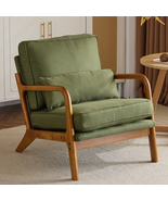 , Linen Upholstered Accent Chair, Green - €190,07 EUR