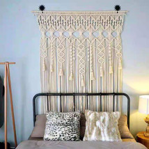 Macrame Wall Hanging Tapestry Curtains Boho Curtain Panels Handmade Wall Decor - £37.79 GBP