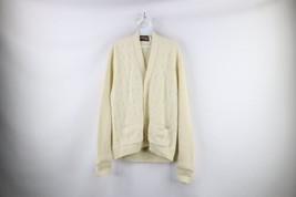 Vtg 70s Streetwear Mens Large Geometric Knit Kurt Cobain Cardigan Sweater USA - £73.97 GBP
