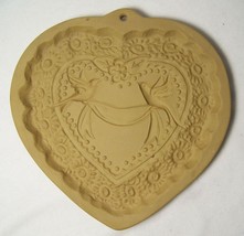 Brown Bag Cookie Mold Victorian Heart Valentines Day Wedding Doves Flowers 1985 - £10.06 GBP