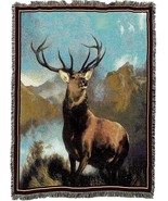 72x54 MONARCH OF THE GLEN Deer Buck Wildlife Tapestry Afghan Throw Blanket - $86.06 CAD