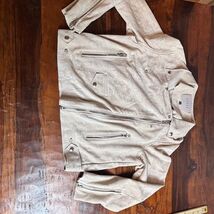 BLANKNYC Womens Tan Suede Moto Jacket Faux Leather Zip Up Size L - $33.26