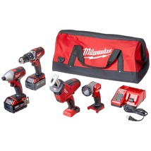 Milwaukee 2695-24 M18 18V Cordless Power Tool Combo Kit with Hammer Dril... - £438.93 GBP