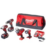 Milwaukee 2695-24 M18 18V Cordless Power Tool Combo Kit with Hammer Dril... - £438.93 GBP