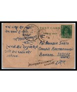 1941 INDIA Postal Card - Solapur to Indore Malharganj A22  - £2.28 GBP