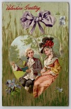 Valentine Colonial Couple in Heart Shimmering Golden Postcard C29 - £5.44 GBP
