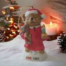 CVS Promo Teddy Bear Ornament Vintage Christmas 1997 Ceramic Holiday Traditions - £10.27 GBP