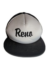 Vintage Reno Nevada Trucker Cap Hat Snapback 1980s 80s Mesh Gray Black VTG - £10.01 GBP