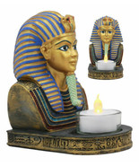 Ancient Egyptian King Ruler Pharaoh Tutankhamun Votive Candle Holder Statue - $42.09 CAD