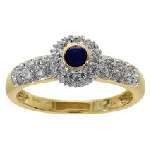 0.10 Carat Sapphire &amp; 0.10 Carat Diamond Ring 14K Yellow Gold - £304.29 GBP