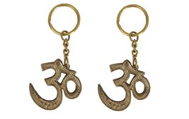 OM Design Key Ring Bracelet Keychain Durable Brass in Gold Symbol OM Bra... - $15.34