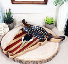 Large Western Rustic Patriotic US Stars Stripes Flag Cow Skull Jewelry D... - £17.20 GBP