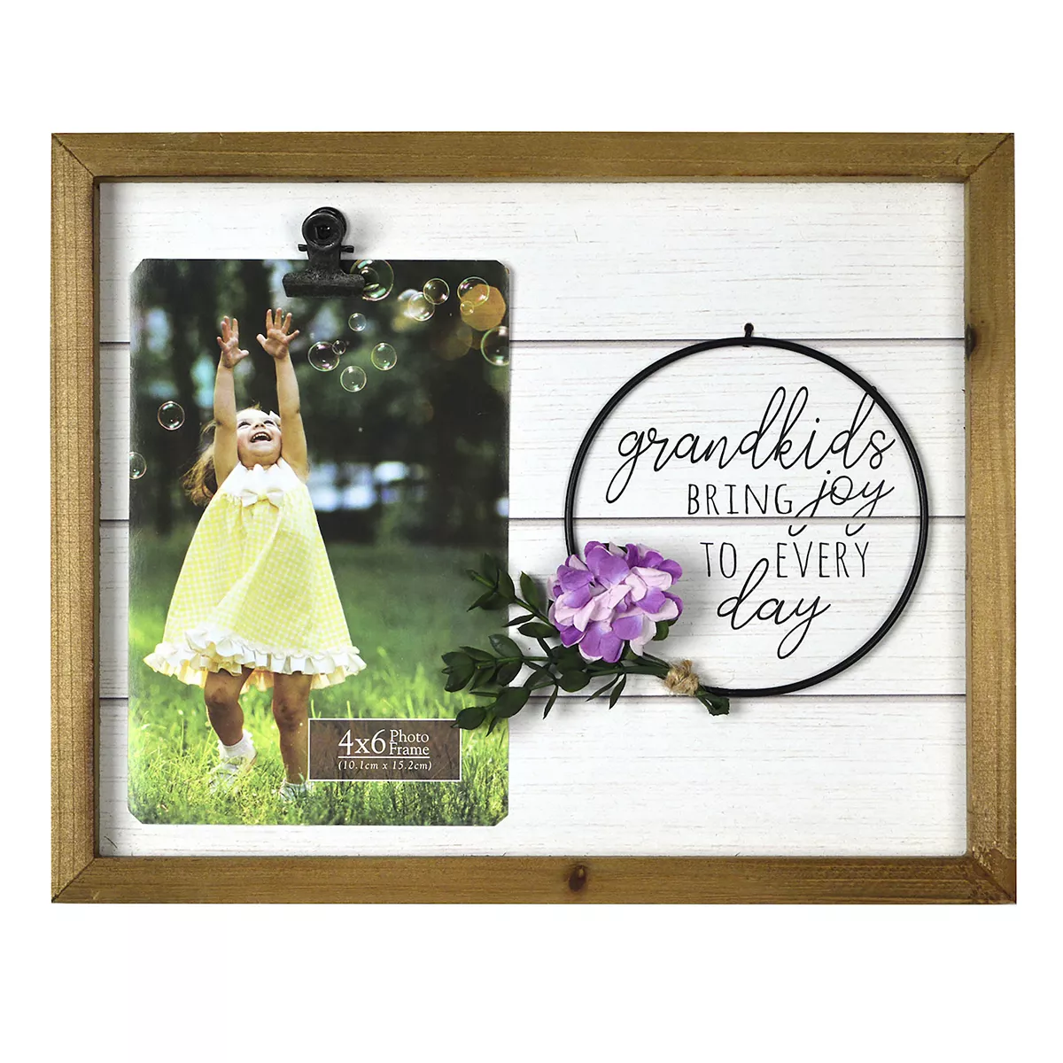 NEW Grandkids Bring Joy To Every Day Floral Picture Frame 4x6&quot; photo cli... - $14.95