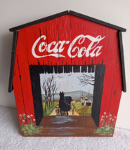 Coca Cola Handcrafted Red Covered Bridge Wooden Plaque Wall Decor - $16.70