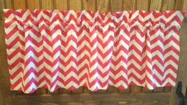 Pink and White Chevron Nursery Girls Window Valance - 50&quot;W x 16&quot;L - NEW Curtain - £6.06 GBP