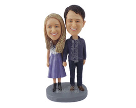 Custom Bobblehead Cute Couple Wearing Casual Outfits Ready To Go The Distance Ho - £119.25 GBP