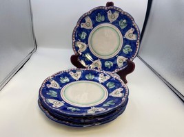Set of 4 Vietri Italian Pottery CAMPAGNA CHICKEN Blue &amp; Red Dinner Plates # - $259.99