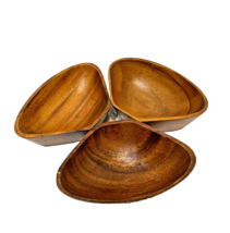 Vintage MCM Lot 3 Wooden Snack Nut Candy Trays 5 x 3.5 x 1.75 inches - £10.44 GBP