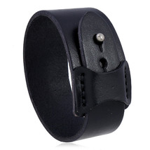 ZORCVENS Vintage Irregular Men Genuine Leather Bracelets Wide Brown Cuff Wrap Br - £11.41 GBP