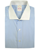 Brooks Brothers Mens Golden Fleece Blue Striped Dress Shirt, 16.5 32&quot; 3863-2 - £63.82 GBP