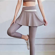 Easy To Wear Yoga Pants With Tennis Skirt - High Waist Gym &amp; Exercise Le... - £14.48 GBP+