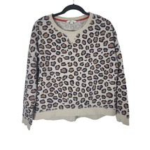 Boden Animal Print Sweatshirt L Womens Cream Brown Blue Long Sleeve Pull... - $18.83