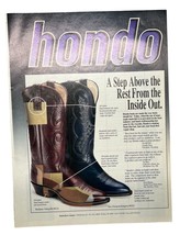 Hondo Western Boots Vintage Print Ad 90s El Paso TX A Step Above - $11.87