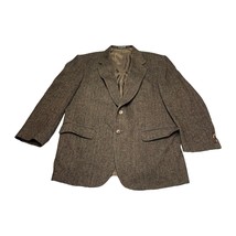Towncraft Sports Coat Men 42R Brown Herringbone Wool Notch Lapel Single Breasted - £25.87 GBP