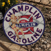 1954 Vintage OLD Champlin Gasoline Oils RARE Porcelain Enamel SignAMERIC... - $346.50