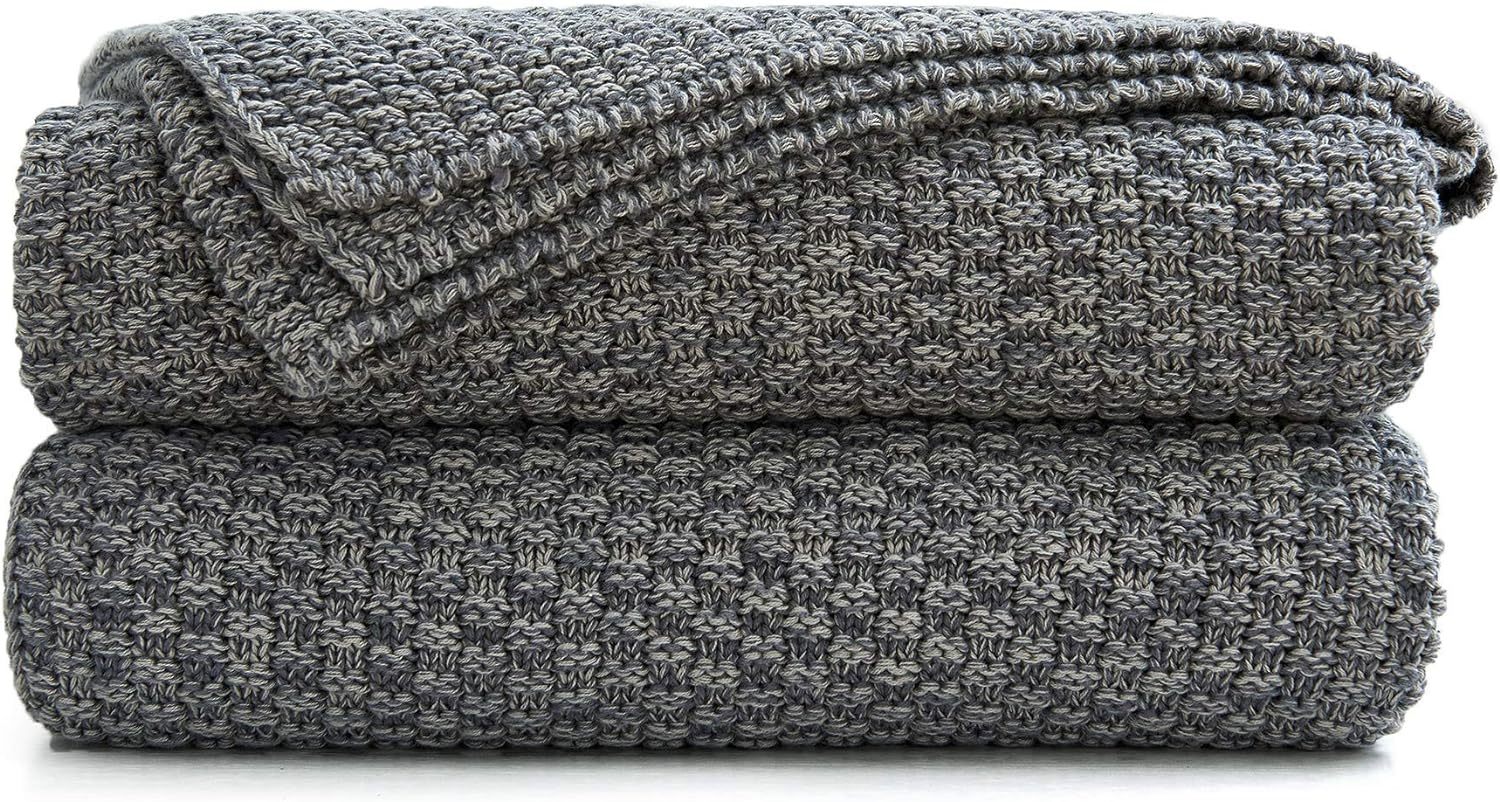Primary image for Longhui Bedding Grey Knitted Throw Blanket For Couch, Soft, Cozy Machine