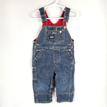 Vintage OshKosh B’gosh Kids Red Fleece Lined Blue Denim Overalls - Size ... - £10.33 GBP