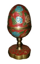 Vintage Cloisonné Egg Solid Brass Trinket Box India - £33.81 GBP