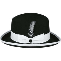 Bruno Capelo Dress Hat Australian Wool Homburg Godfather GF111 Black white image 2