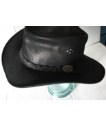 Aussie Bush Genuine Leather Hat XL Men&#39;s Braided Band Black Australian Made - £43.45 GBP