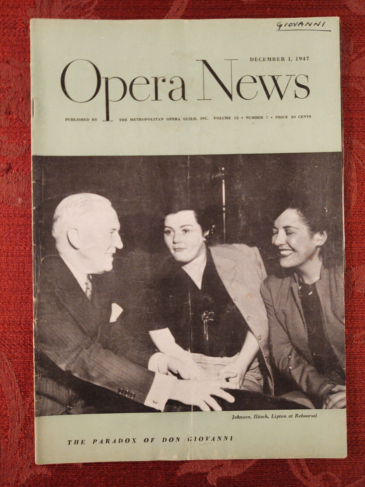 Metropolitan OPERA NEWS Magazine December 1 1947 Ezio Pinza Don Giovanni - $14.40