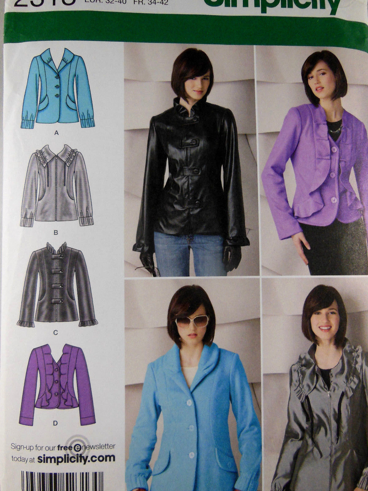 Simplicity 2313 Misses' Jackets Pattern sizes 6 8 10 12 14 Uncut factory folded - $6.92