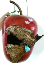 Apple Gourd Bird House Ornament Red Apple Shaped 7&quot; x 4 1/2&quot; NWT - $14.01