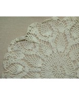 Vintage Doily 13&quot; handmade crochet knit knitted beige kitsch home hand made - $8.09